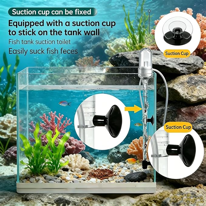 Gravel Vacuum for Aquarium Fish Tanks Gravel Vacuum Cleaner Set with USB for Remove Dirt, Change Water, Wash Sand, Water Shower, Water Circulation
