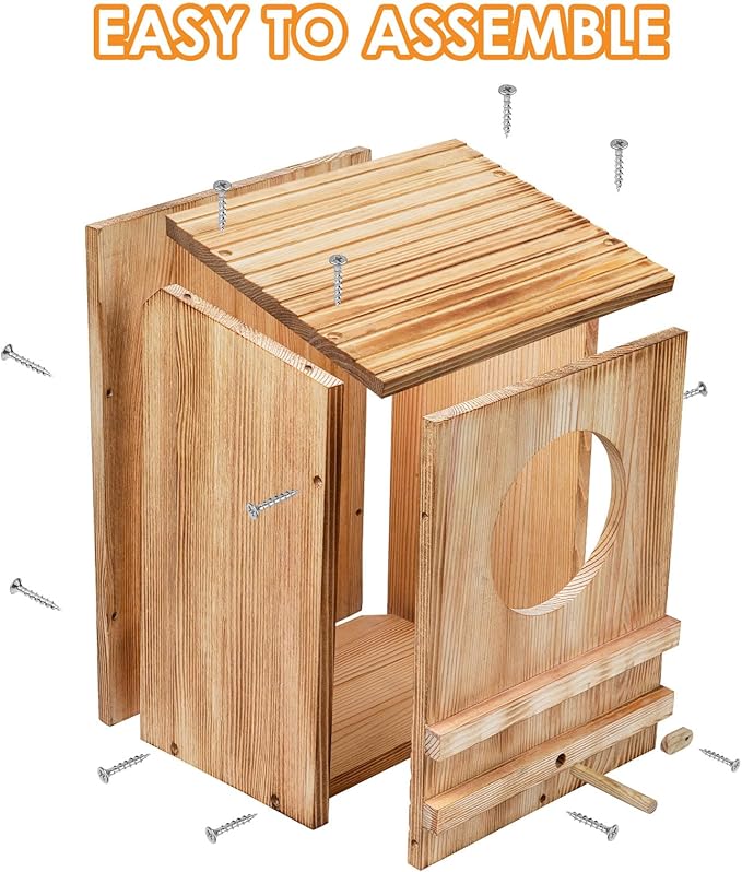 Barn Owl House, Owl Nesting Box for Outside, Wooden Screech Owls Nesting Box, Caliber Round Hollow Outdoor Bird's Boxes, Suitable for Wildlife Screech, Barred, Great Horned,Barn