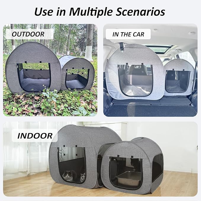 Portable Cat Playpen, Delivery Room, Enclosure, Postoperative Recovery, House Design for Better Standing, Foldable Pet Tent for Indoor and Outdoor Use, Cat Houses & Condos Dark Gray