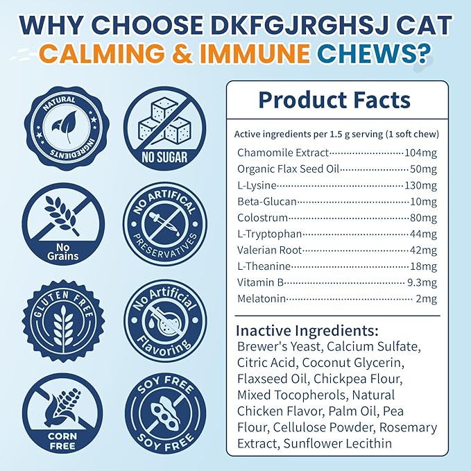 Cat Calming Treats, 200 Soft Chews Hemp Calming for Cats Gut Health with Probiotics, Calm Cat Treats for Anxiety and Stress Relief & Probiotic for Cats Digestive Health Chicken Flavor