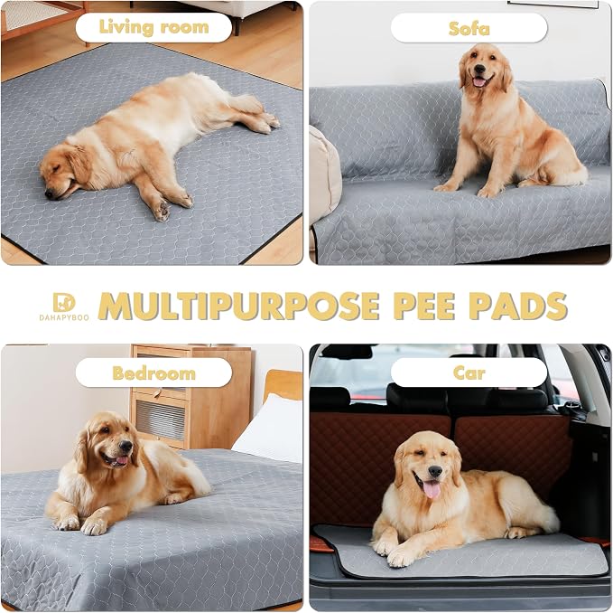 DAHAPYBOO Extra Large Washable Pee Pads for Dogs 65x48,6Pack | Reusable Puppy Pads for Dogs Non-Slip Waterproof Pet Training Pads for Crate, Playpen, Bed, Sofa,Whelping Box, Potty Training