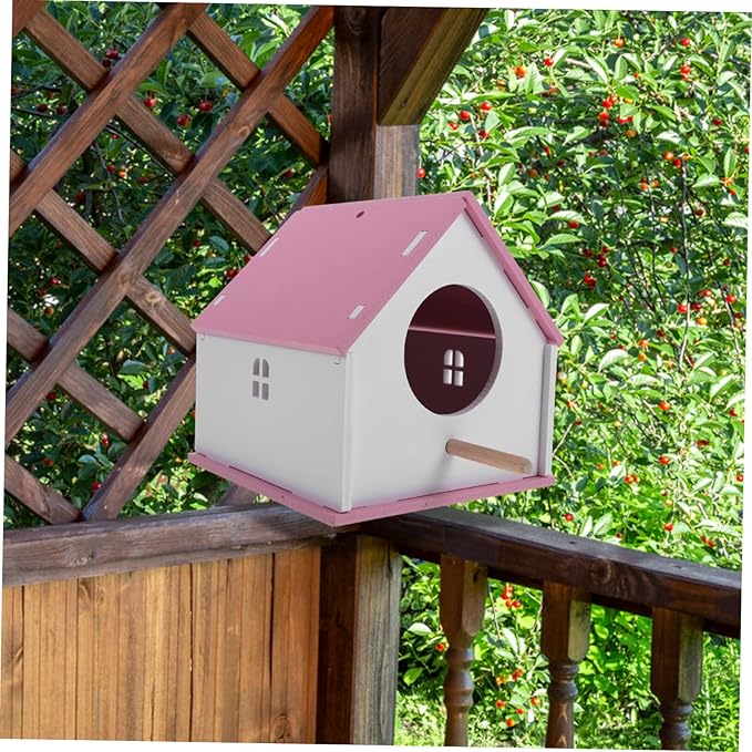 Pet Bird House Parrot Nest Bird Feeding House Outdoor Feeder Cage 6.69 Inch Weather-Resistant Lightweight Backyard Garden Decor