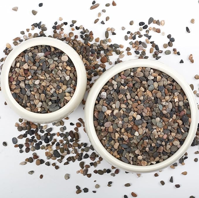 20LB Natural River Rocks, 1/4" Aquarium Gravel, Small Pebbles for Plants, Pea Gravel for Fish Tanks, Decorative Rocks for Gardening, Flower Pots, Vase Fillers, Indoor Fountains (20 LBS)