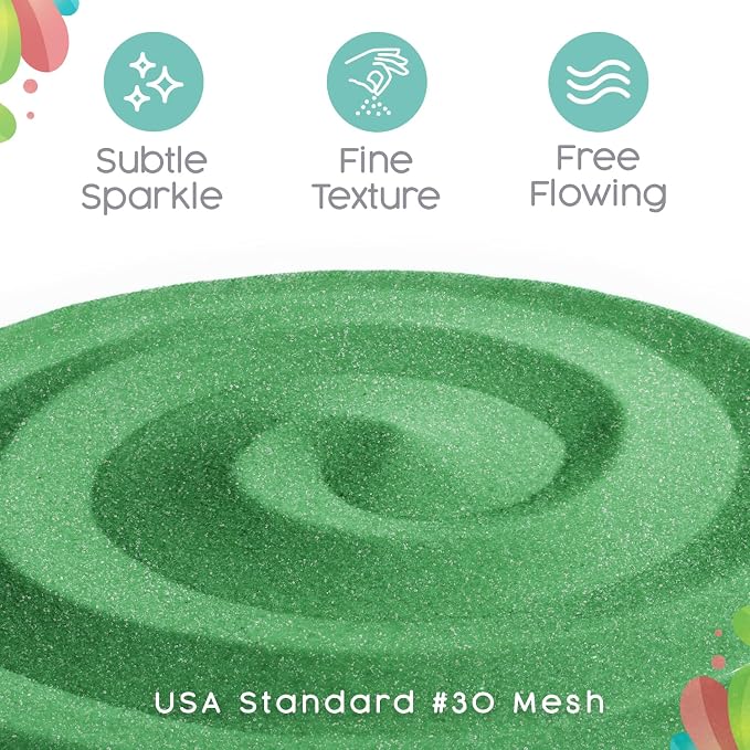 Sandsational Sparkle Kelly Green Unity Sand, 1 LB (16 oz), Colored Sand for Weddings, Vase Filler, Home Decor, Crafts, Terrariums, and More