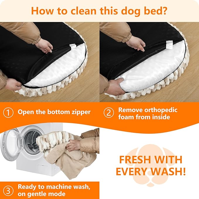 Dwanton Orthopedic Dog Bed for Medium Dogs with Gel Memory Foam, Waterproof Dog Sofa, Washable Pet Bed with Four Sided Bolster Cushion, Removable Cover & Non-Slip Bottom, 36", Tie-dye Khaki