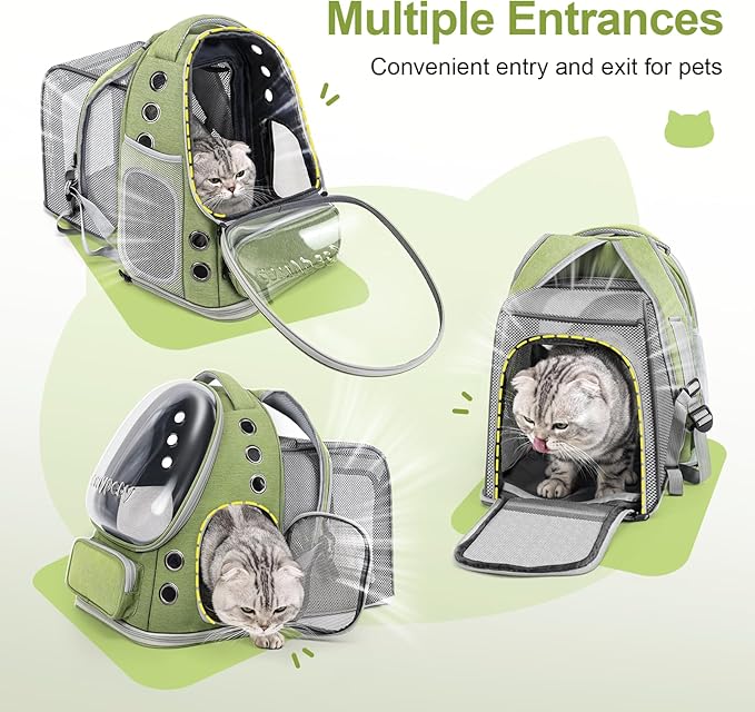 Cawypety Expandable Cat Backpack,Cat Bubble Backpack Carrier for Carrying Cats, Pets and Small Dogs,Airline-Approved,Designed for Travel, Hiking, Walking,Car