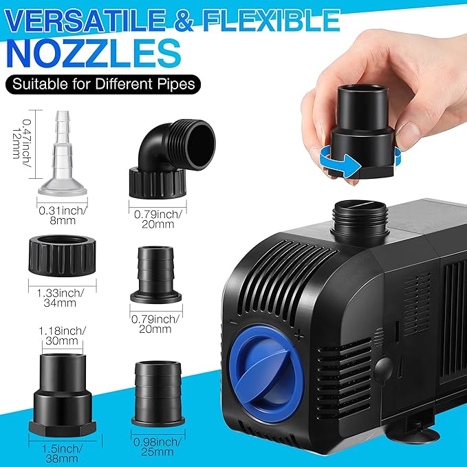 1600GPH Submersible Water Pump, 100W Electric Waterfall Water Fountain Pump, Pond Pump Kit for Garden Pool Fish Aquarium Tank