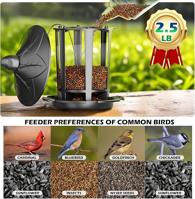 Birdream 4 Pack Bird Feeders for Outdoor Hanging, Assembly Required, 1-Min Easy Setup, Charming Castle Design, Attracting Cardinals Chickadees Goldfinches & Sparrows - Black