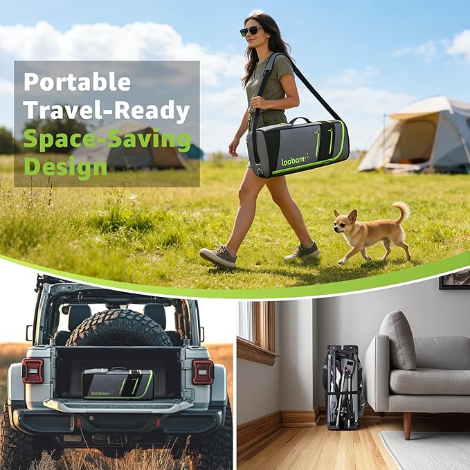 Loobani Foldable Dog Playpen Indoor/Outdoor,1 Min Setup Whelping Box, 690D Oxford Fabric & Reinforced Steel/Iron Frame, Portable Puppy Playpen with Rugged Carry Bag for Home &Travel-43.3"x43.3"x27.1"