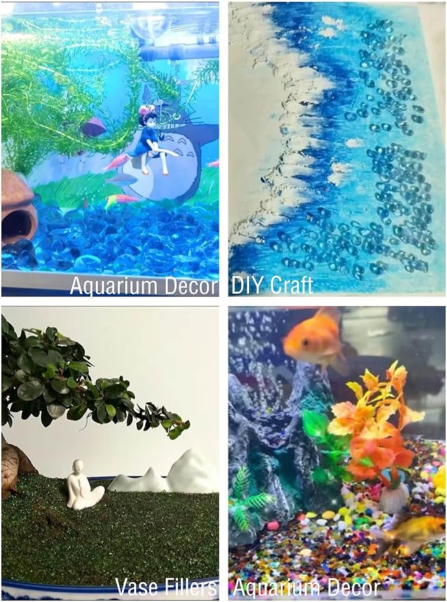 OEEKOI Sea Glass Stones, 1LB Clear Glass Pebbles Marble Aquarium Fish Tank Rocks Gravel for Turtle Tank, Vase Fillers, DIY Crafts, and Home Decor-Colorful