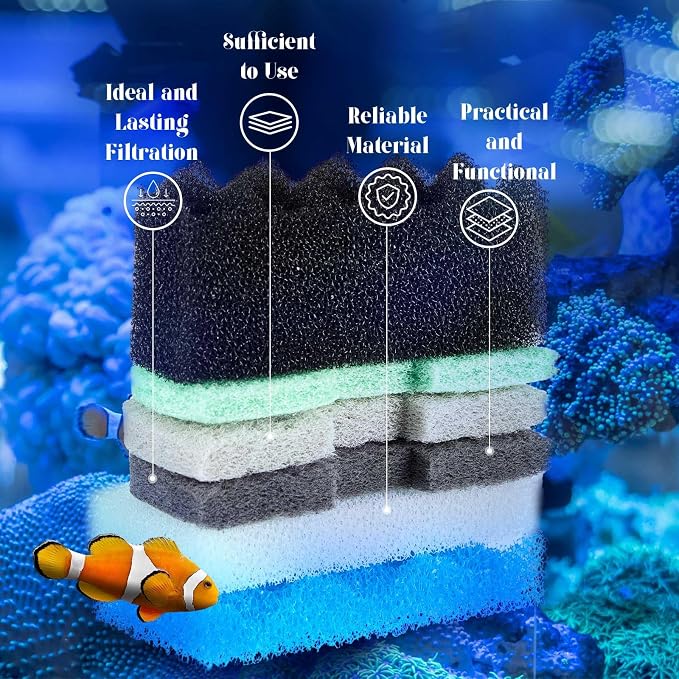 Threlaco 32 Pcs Filter Media Compatible with Fluval 106/107, Aquarium Replacement Maintenance Kit, Including Biological Sponge, Ammonia/Phosphate/Nitrite Remover Pad, Aquarium Towel, Grease