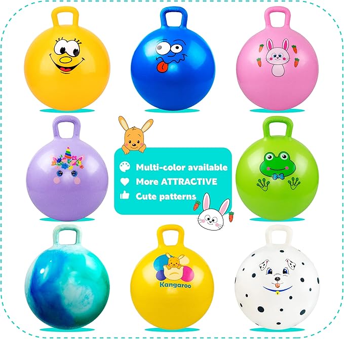 Hopper Ball, Clouds Hopping Toys for Kids, 22 Inch Bouncy Ball with Handle, Inflatable Bouncing Hoppity Hop Toys for Boys and Girls Gifts