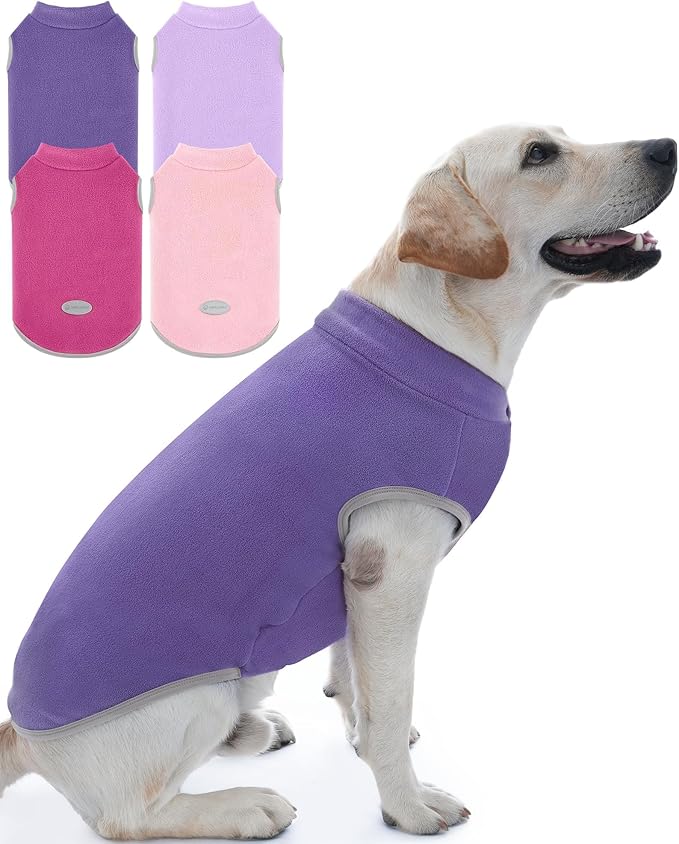 XPUDAC 4 Pieces Fleece Dog Sweaters Vest Warm Winter Dog Clothes for Small Medium Large Dogs Girl Soft Pullover Doggie Sweatshirt Puppy Cold Weather Jacket, 510-vest-2XL