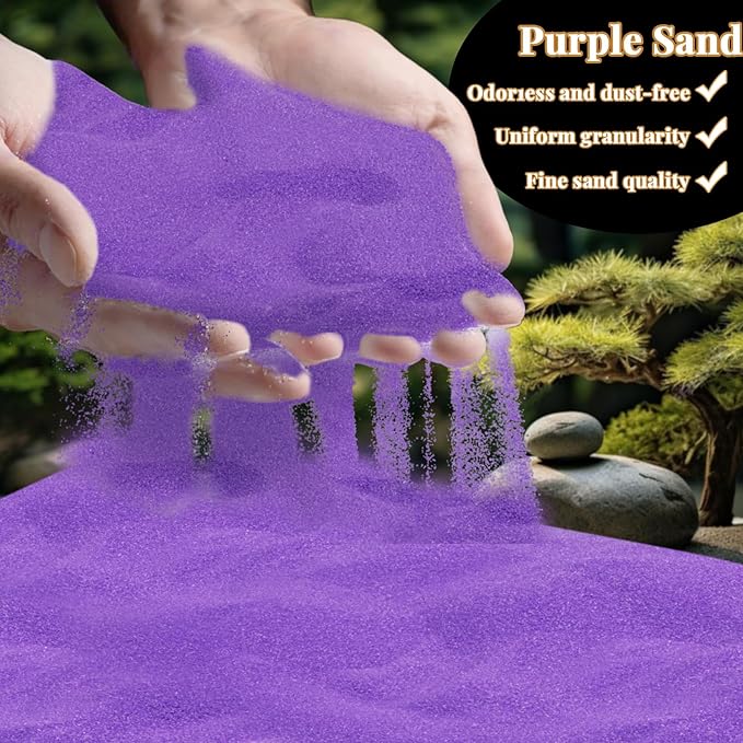 RAINFLOW 15 OZ Fine Purple Sand for Crafts - Colored Quartz Zen Garden Sand Decorative for Vases Filler, Wedding Unity Ceremony, Incense Burner, Ritual Incense,Wishing Bottle