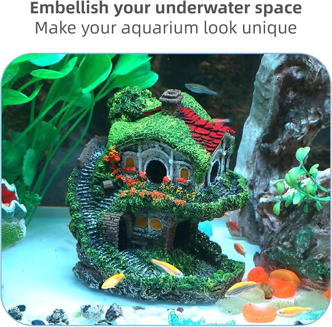 relaqcc Aquarium Decor Hideaway Cave, Betta Fish Tank House Accessories for Amphibians, Goldfish, Shrimp, Conch