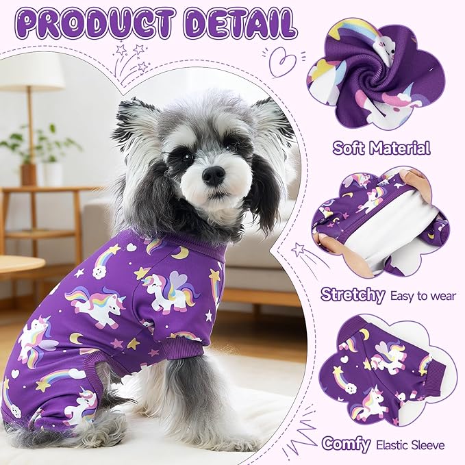 XPUDAC 4 Pack Dog Pajamas Cute Soft Dog Clothes for Small Medium Dogs Boy Girl Stretchy Pjs Jammies Outfit Puppy Onesies, 2X-Large
