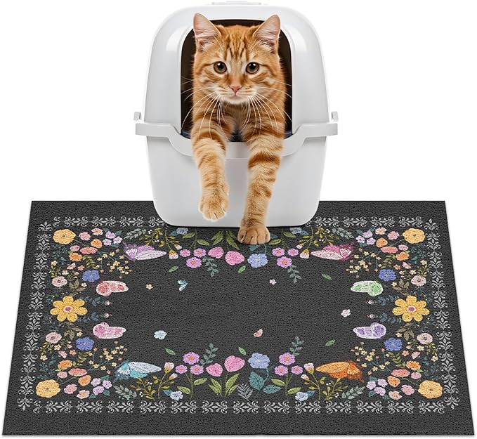 Unicorn Catcher 24x15 inches Cat Litter Mat Non-Slip Bottom Litter Box Mat Urine-Proof Soft Litter Mat for Cats Waterproof Pads Protects Floors Cat Mat for Litter Box