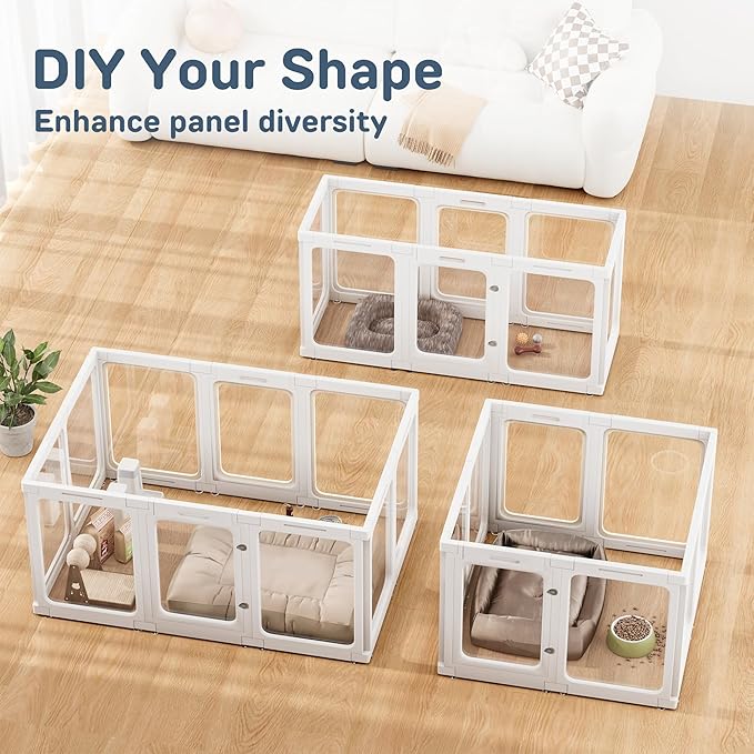 Jalove T-Shape Connectors for Dog Playpen (White) Only Suitable for Jalove, 3-Way Joints for Expandable Clear Acrylic Pet Fence, 24" H/30 H Buckles & Accessories to Create Multiple Compartments Indoor
