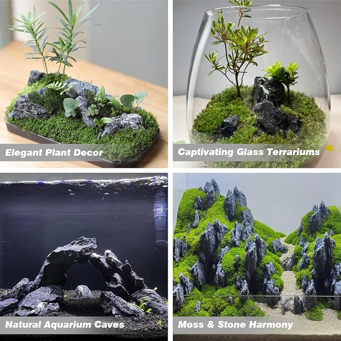 Unocho Seiryu Rock Aquarium Stones 11lb Natural Stone for Aquascaping Fish Tank Aquarium Landscaping Model Tank Decoration Miniature Fairy Garden(3-8 Inches)