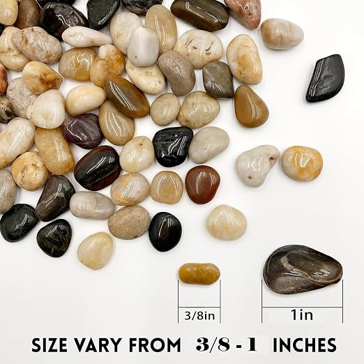 RITOLLO 12 lb River Rocks Pebbles for Indoor Plants 3/8-1 Inch Natural Aquarium Gravel Decorative Fish Tank Rocks Garden Landscaping Decor