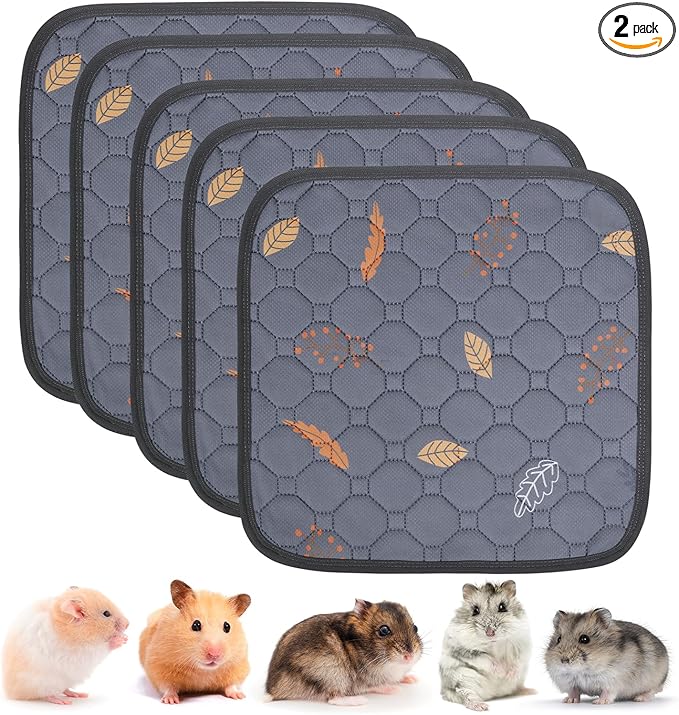 Sunheir Washable Pee Pads for Small Pet 5-Pack, Reusable Pet Training Pads Absorbent & Leak-Free, Waterproof Pee Pads for Dog Cat Rabbit Guinea Pig Hamster, Whelping Pad (Leaves - Deep Grey, 12x12)