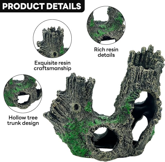1 Pcs Aquarium Resin Driftwood Decor | Natural Sunken Wood‑Style Fish Tank Hideout Cave Non‑Toxic Decor for Terrarium Paludarium