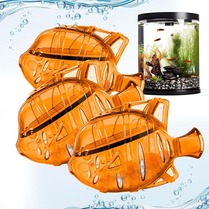 Clarence the Clarifier Fish - 3 pk, Orange - Aquarium Treatment, Clear Cloudy Fresh-Saltwater, Fish-Plant Safe, 10gal Tank Maintenance Each