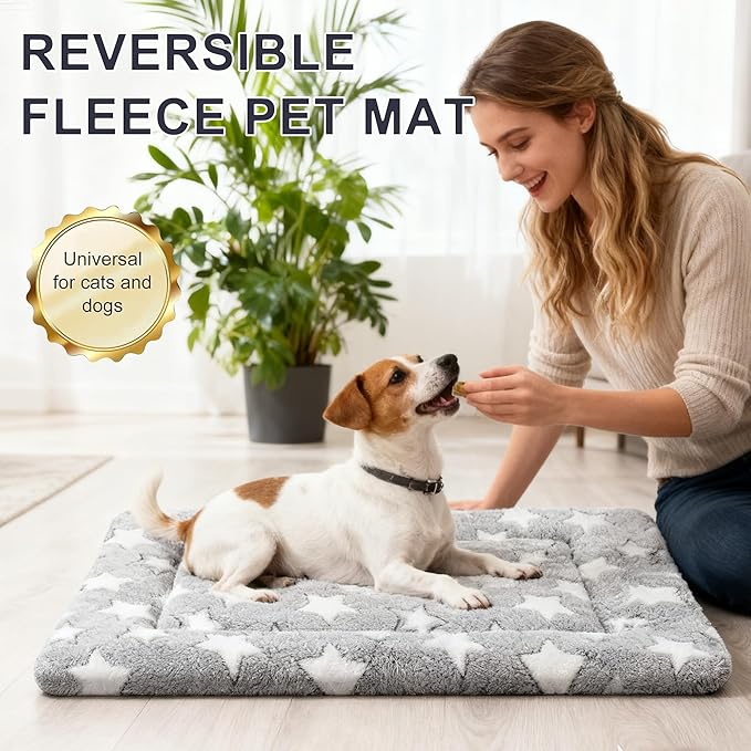 pobopobo Dog Bed Mat, Reversible Crate Pads for Small/Medium/Large Dogs & Cats Sleeping, Portable & Soft, Dog Beds Crate Pad M(30"*20"*1.5")