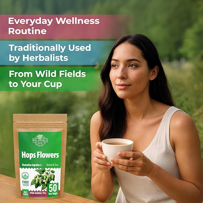 50 Bags Hop Tea Hops Herb Dried Hops Flowers Herbal Tea (Humulus Lupulus) - 50 Count 1.5g Bags Hoptea Lupulo Entero