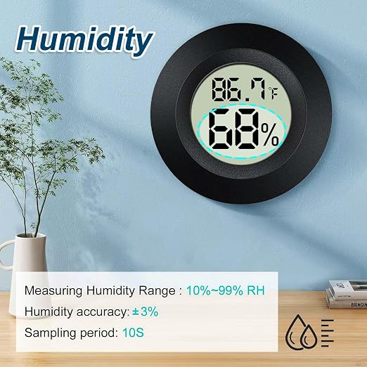 4 Pack Mini Digital Hygrometer Gauge Indoor Thermometer, LCD Monitor Temperature Outdoor Humidity Meter for Greenhouse Jars Incubators Guitar Case, Fahrenheit (℉) or Celsius(℃)