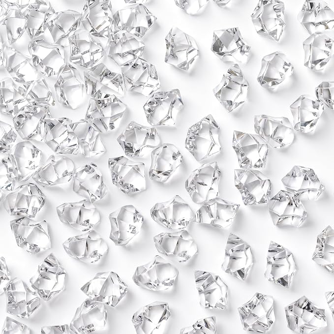 DomeStar Clear Fake Ice Rocks, 1000 PCS Acrylic Crystal for Vase Fillers | Fake Diamonds for Table Centerpieces Wedding Party, Fish Tanks Decor Table Scatter DIY Craft Supplies Food Display