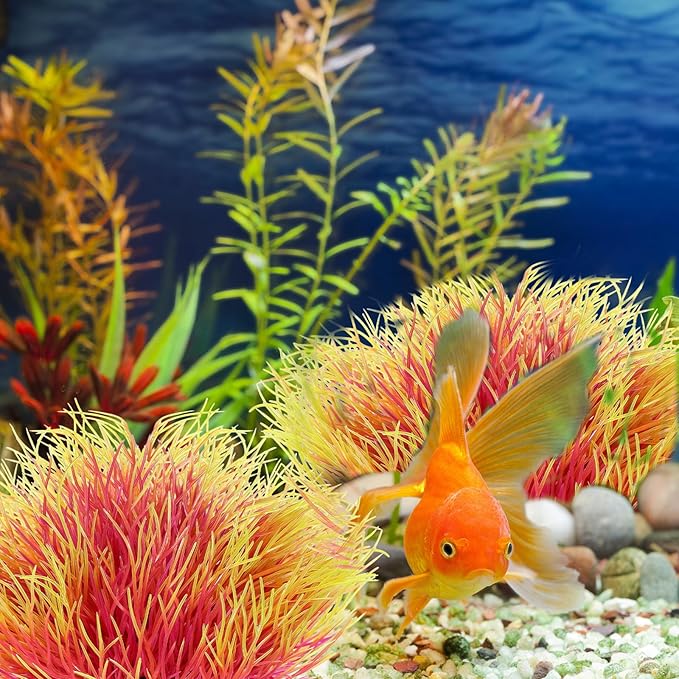 2pcs Aquarium Plants Decorations Artificial Fish Tank Plants Plastic Fish Tank Accessories Green Natural Style Aquarium Plant (Pale Yellow)