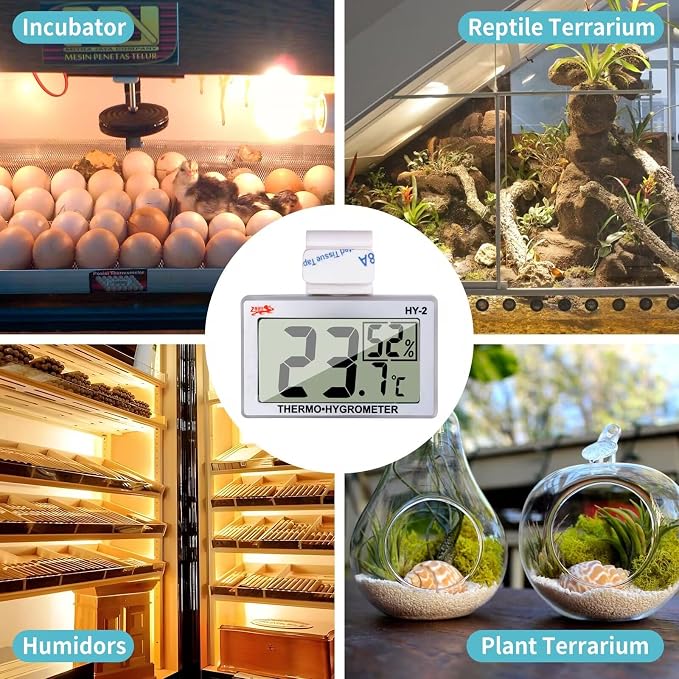 Digital Reptile Thermometer for Tank, Temperature and Humidity Monitor with Probe, Terrarium Thermometer Hygrometer for Gecko, Crested Gecko, Snake, Bearded Dragon Tank Accessories