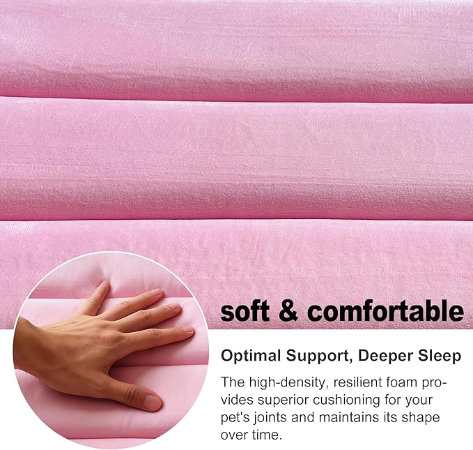 pobopobo Dog Crate Pad, Ultra Soft & Anti-Slip Kennel Mat, Secure Fit for Metal Crates & Dog Cages, Washable Cozy Bed for Small Medium Large Dogs (Pink, M(28"*16"*1.5"))