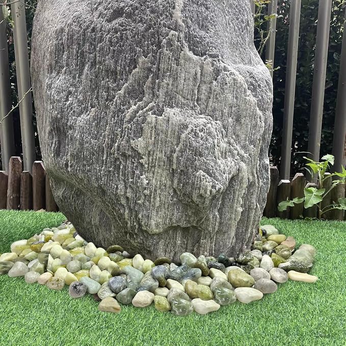 40lbs Jade River Rocks for Landscaping, 1-2 Inch Natural Pebbles for Indoor Plants, High Polished Decorative Stones Garden Outdoor and Indoor DIY Vase Filler Fish Tank Aquariums