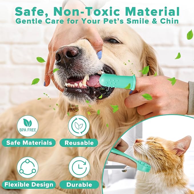 Augwind 6PCS Pet Grooming Kit for Dogs, Cats and Horses | Dog Washing Gloves | Cleanroom Gloves | Dog Bath Brush | Dog Bath Gloves | Dog Shampoo Brush | Dog Bath Supplies (Green)