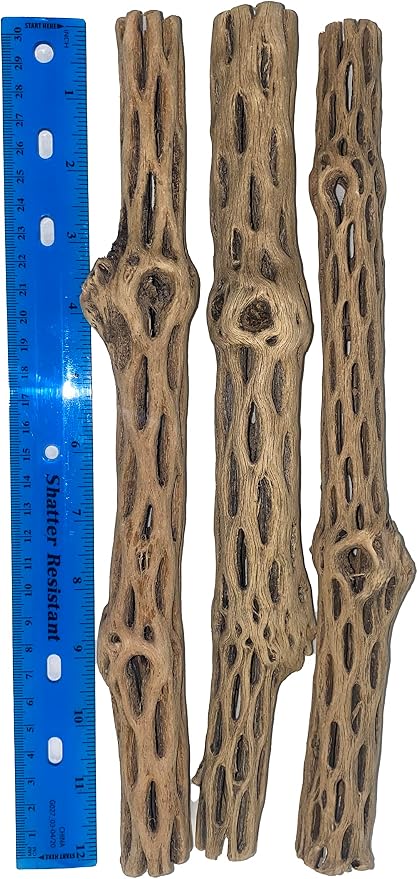 Awesome Aquatic Natural Staghorn Cholla Wood Tubes, 3 Pack, 12 Inch | Biofilm surface Secure hiding places Shrimp habitat Pleco shelter Hermit crab climbing Aquarium décor Terrarium décor