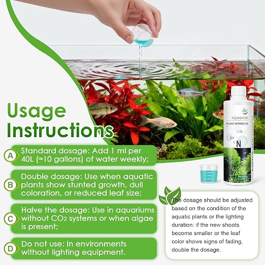 HC034 Aquarium Plant Liquid Fertilizer - Advanced Macro Nutrient Solution for Freshwater Planted Tanks, Promotes Root & Leaf Growth, 150ml/500ml/1000ml (500mL)