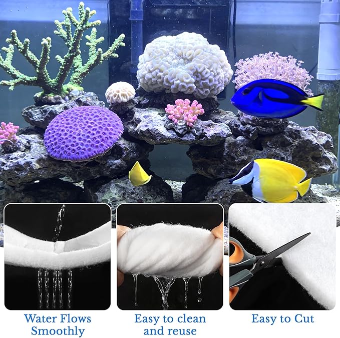 MAQIHAN Aquarium Filter Pad – Aquarium Filter Media 39.4 x 11.8in Aquarium Filter Floss for Freshwater & Saltwater Fish Tanks, Ponds, Turtle, Water Polishing Pad for Clear Water