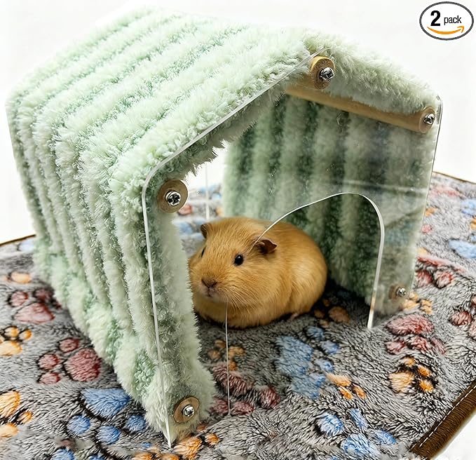 Guinea Pig Hideout Tunnel Rabbit Hide House Detachable Hideaway for Hamster Bunny Chinchilla Hedgehog Small Animal (Blue)