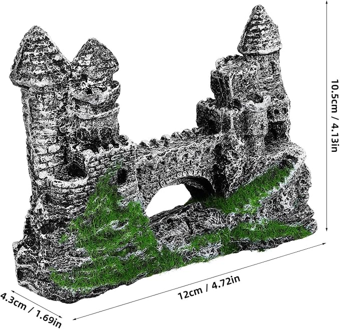 Milisten Aquarium Castle Decoration, Fish Tank Castle Ornaments for Small Fish Shrimp Hide Caves House Betta Hideout for Shrimp Turtle Guppy Crabs, Medium