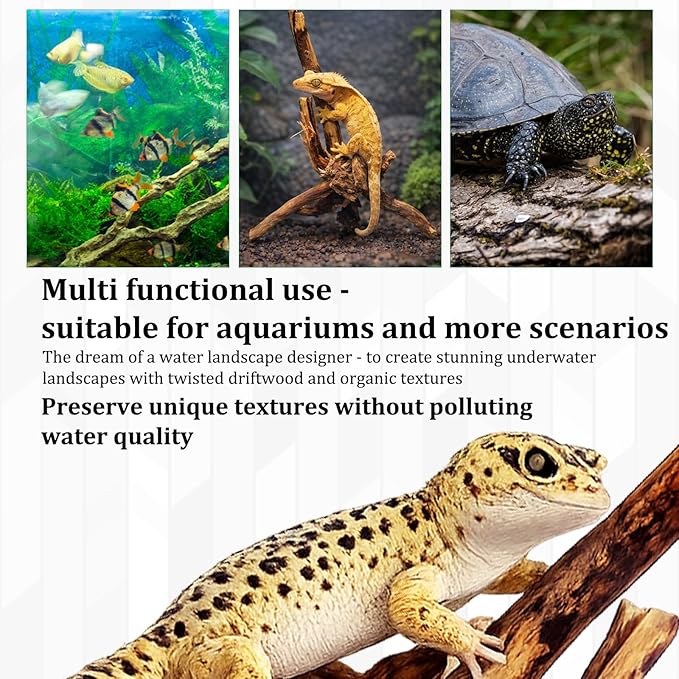 CZFSWT 2Pcs Driftwood for Aquarium, 3.93-5.9" Driftwood Decor, Drift Wood for Fishtank Suitable for Fish Tank Decorations and Reptile Habitats