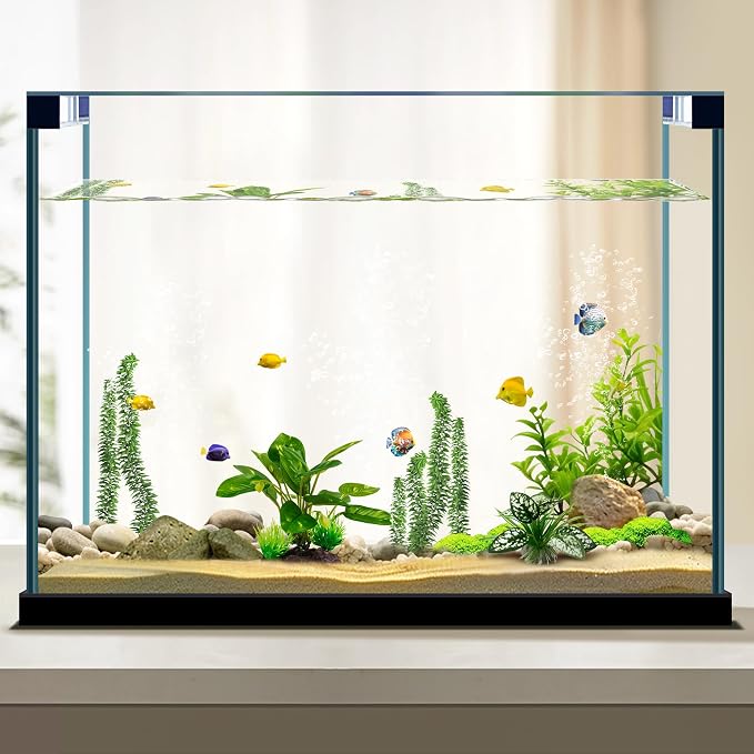 Moonorange Reptile Artificial Plants, Terrarium Plants Decorations Supplies, Aquarium Fish Tank Plant, Amphibian Habitat Hideout Tank Accessories (M Set-2pcs/E)