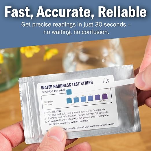 Water Hardness Test Strips – Pack of 20 – Fast & Accurate Results in 30 Seconds – Water Hardness Test Kit for Calcium & Magnesium Levels – Tap, Aquariums, Pools, Hot Tubs, and Appliances