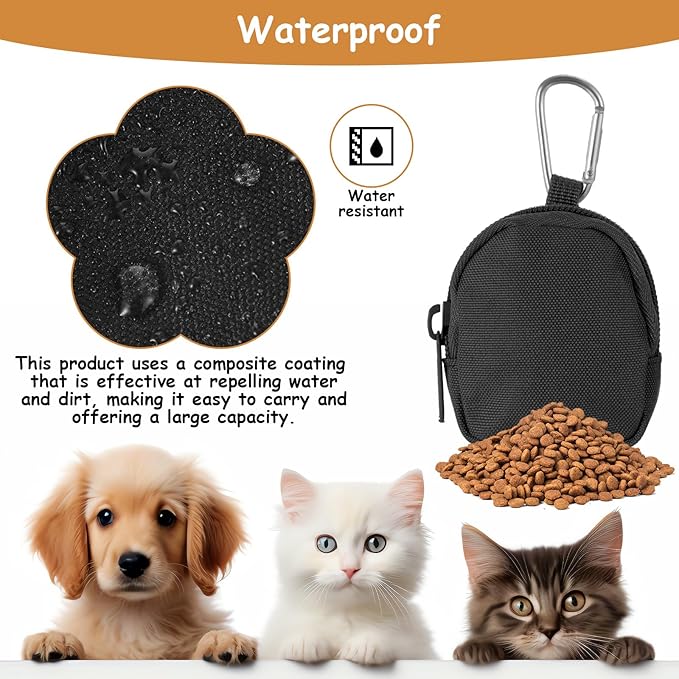 Tucnoeu 3 Pcs Dog Treat Pouch, Dog Training Reward Pouch,Waterproof Small Dogs Treat Bag for Leash,Reusable Dogs Treats Container with Carabiner,Zipper Closure to Avoid Spilling