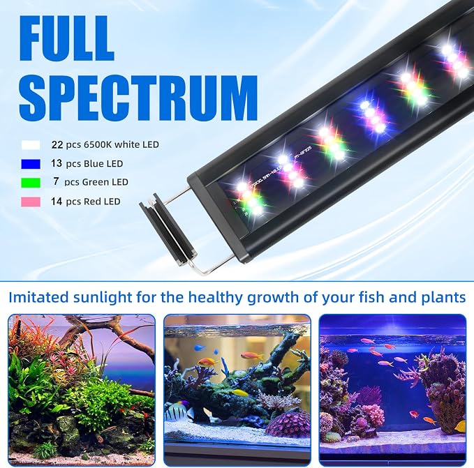 AQUANEAT LED Aquarium Light for 20 to 24 Inch Fish Tank, Full Spectrum Fish Tank Light, with Daylight Moonlight Mode