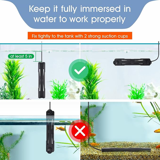 hygger 25-50 Gallon Aquarium Heater with LED Display Controller, Quartz Submersible Fish Tank Heater 200W for Saltwater Freshwater