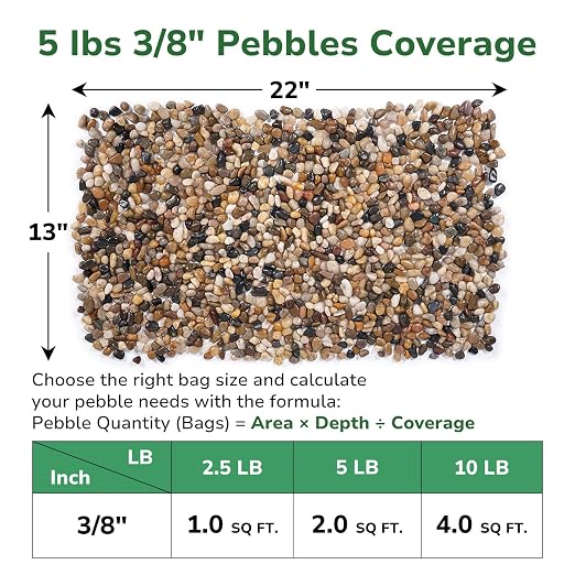 GreatBuddy 5-lb Pebbles for Indoor Plants, 3/8" Pea Gravel for Vases, Small Rocks for Succulents, Fish Tanks, Aquariums, Terrarium, Drainage Pebbles for Potted Plants, River Rocks for Landscaping