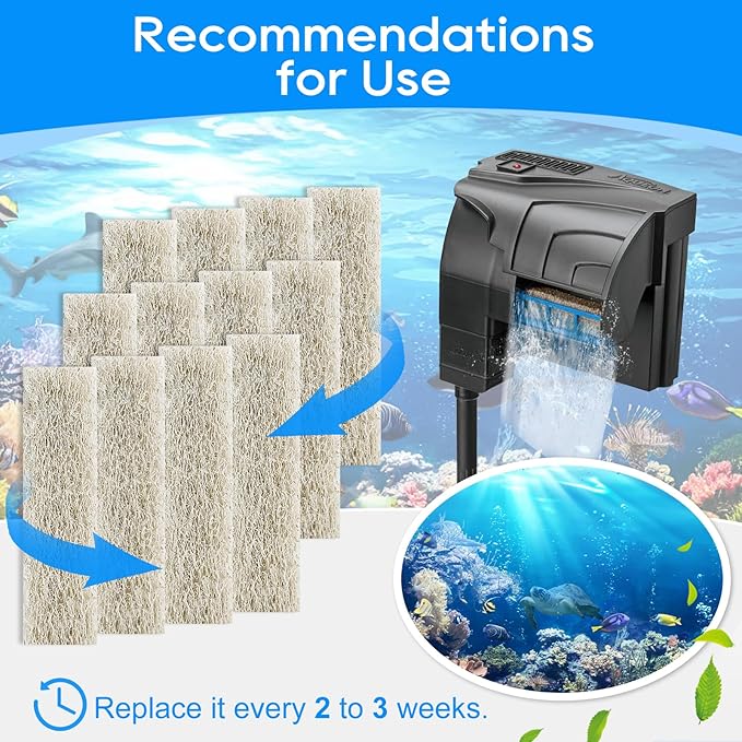 Ammonia Reducer Filter Pads Compatible with Aqueon Filter 10, Fish Tank Filters Replacement Filter Cartridges for Aqueon Quietflow LED PRO & SmartClean Aquarium Fish Tank Power Filter 6PCS