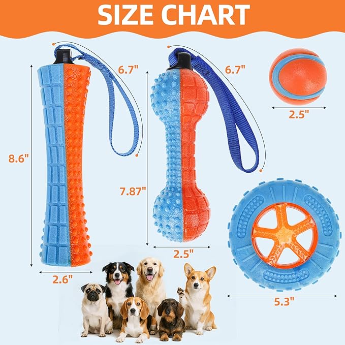 PUPTECK 4 Pack Floating Dog Toys, Squeaky Dog Water Toys for Pool Interactive Fetch & Play, Durable Training for Summer Swimming Outdoor Training Retrieving, for Small Medium Large Dogs
